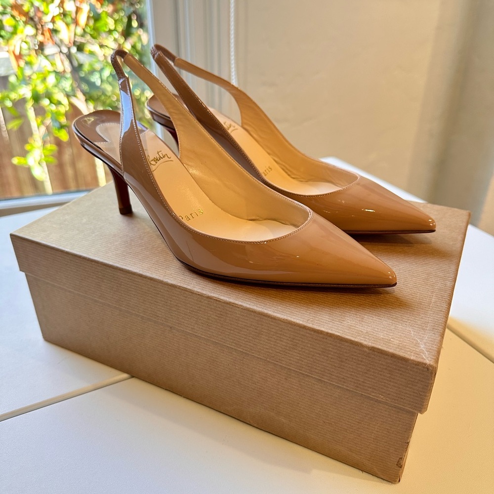 Christian Louboutin Tan Slingback Heels